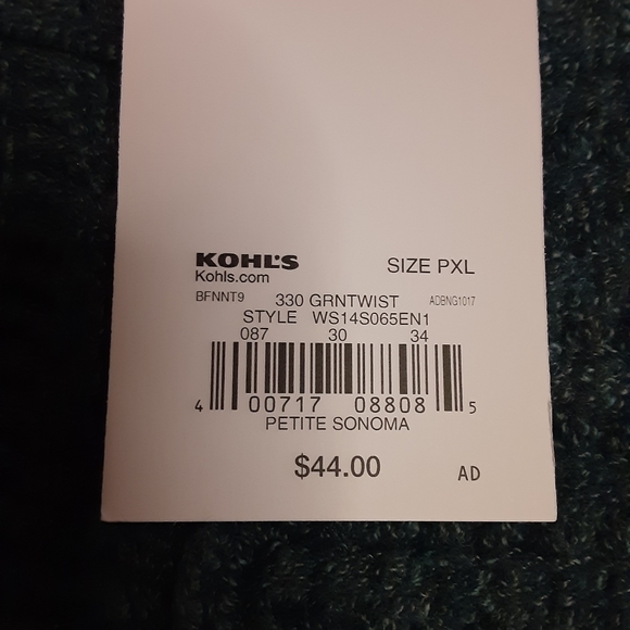 Sonoma Petites Green Twist Mockneck Sweater - Picture 3 of 8